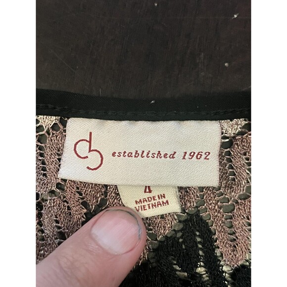 Dressbarn Dress Womens 4 Black Brown White Chevron Knit Belted Short Sleeve - Picture 8 of 9